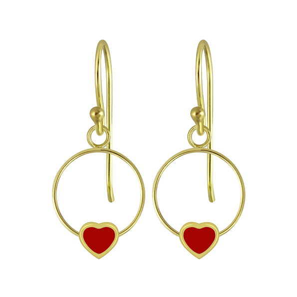 Silver Heart Wire Earrings - 5835