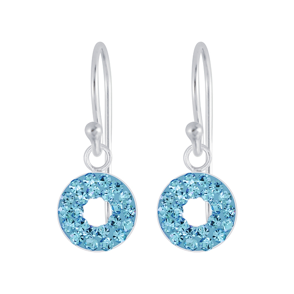 Silver Circles Crystal Earrings - 6155