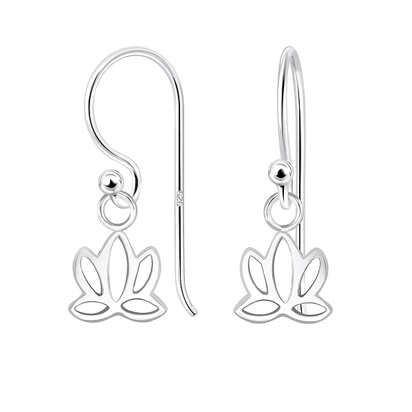 Silver Lotus Flower Earrings - 3833