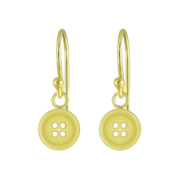 Silver Button Earrings - 6229