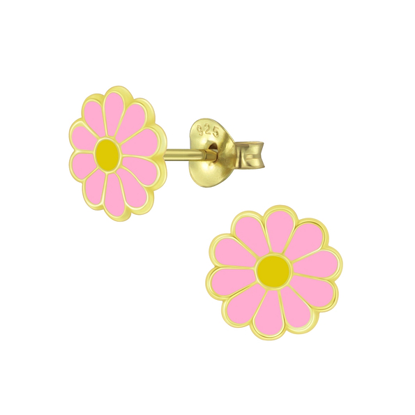 Silver Daisy Flower Stud Earrings - 6022