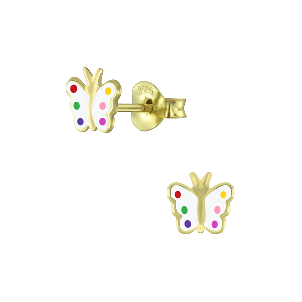 Silver Butterfly Stud Earrings - 6102
