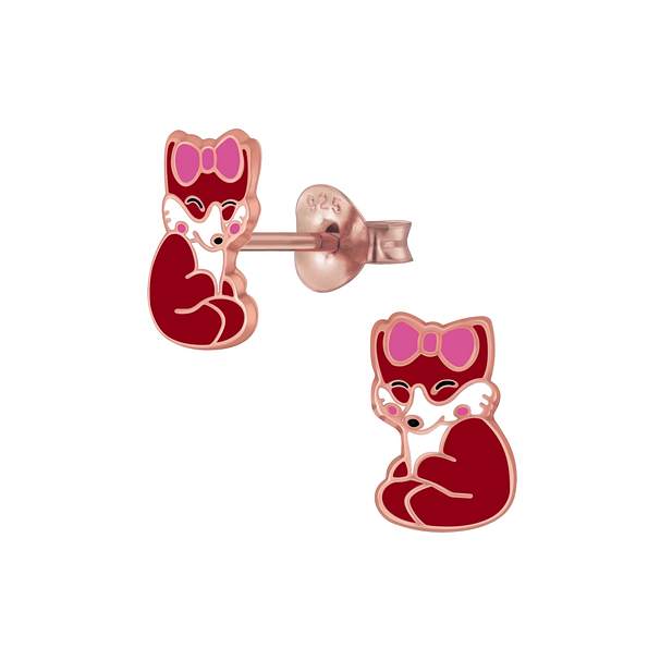 Silver Fox Stud Earrings - 6141