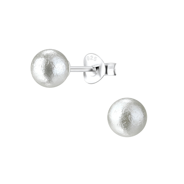 6mm Pearl Silver Stud Earrings - 6208