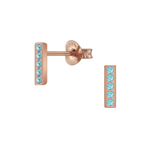 Silver Bar Crystal Stud Earrings - 5220