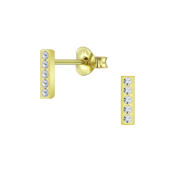 Silver Bar Crystal Stud Earrings - 6484