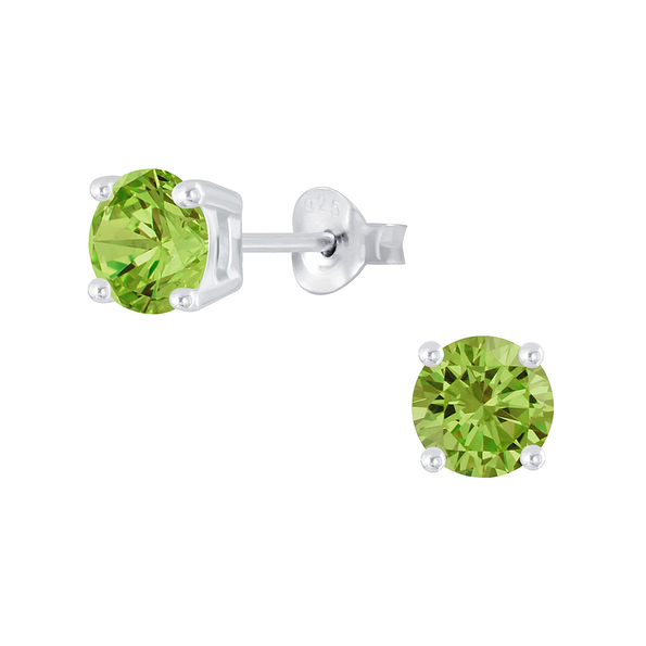 6mm Round Cubic Zirconia Silver Stud Earrings - 2050