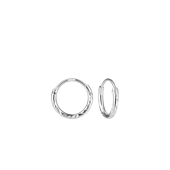 10mm Silver Diamond Cut Hoop Earrings - 6135 10mm Silver Diamond Cut Hoop Earrings - 6135