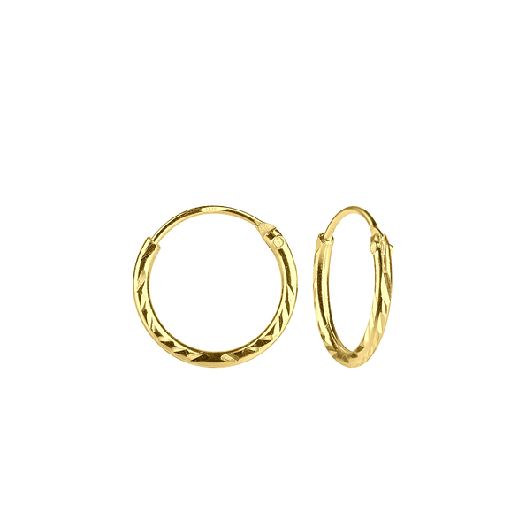 12mm Silver Diamond Cut Hoop Earrings - 6137