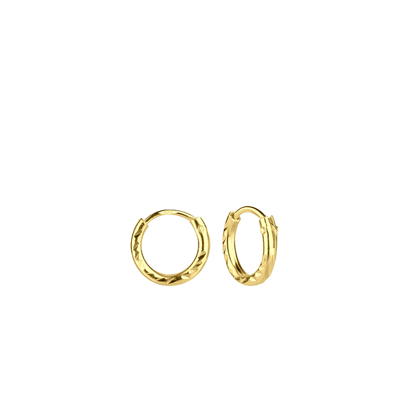 8mm Silver Diamond Cut Hoop Earrings - 6131