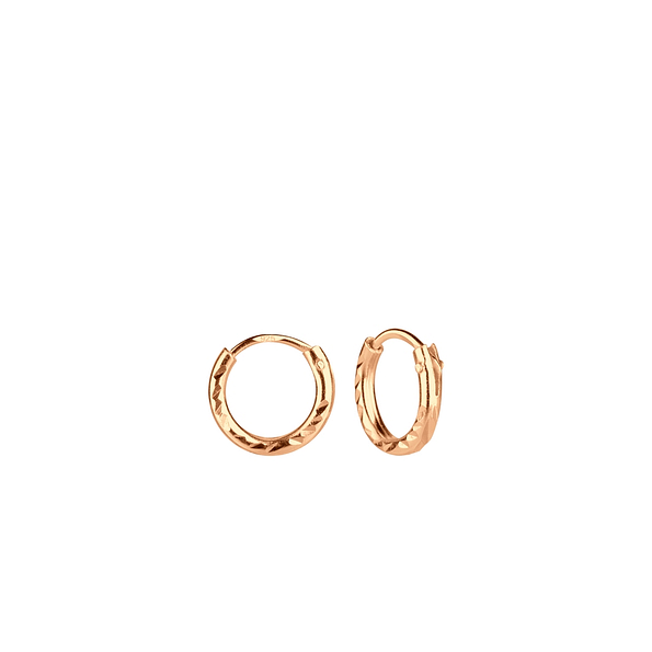 8mm Silver Diamond Cut Hoop Earrings - 6130
