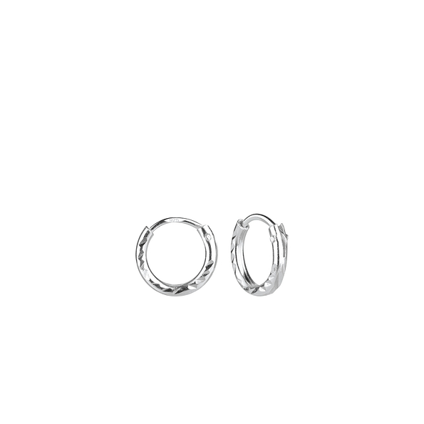8mm Silver Diamond Cut Hoop Earrings - 6132 8mm Silver Diamond Cut Hoop Earrings - 6132