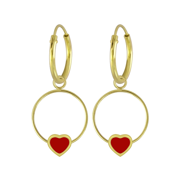 Silver Heart Wire Charm Hoop Earrings - 5844 Silver Heart Wire Charm Hoop Earrings - 5844