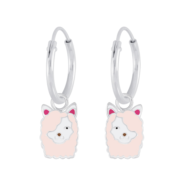 Silver Llama Charm Hoop Earrings - 5831