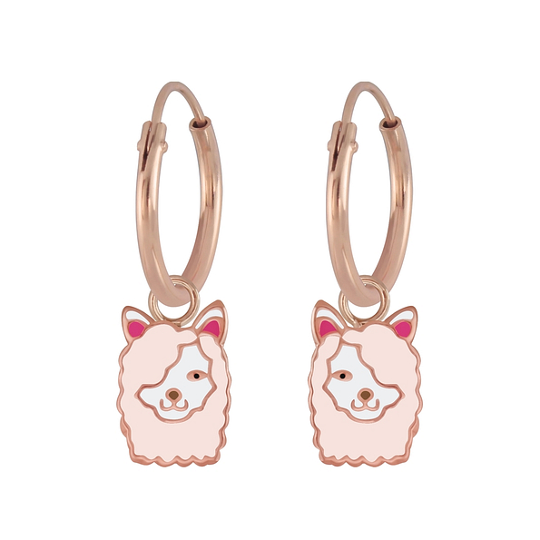 Silver Llama Charm Hoop Earrings - 5830