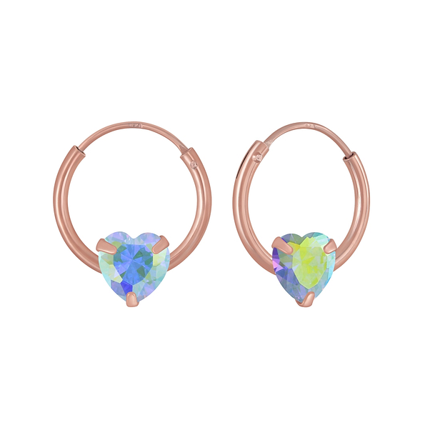 4mm Heart Cubic Zirconia Silver Hoop Earrings - 5862