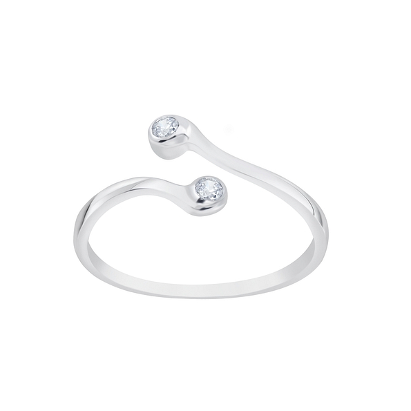 Silver Sparkling Open Ring - 6520