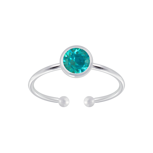 5mm Silver Open Ring with Crystal - 5972 5mm Silver Open Ring with Crystal - 5972