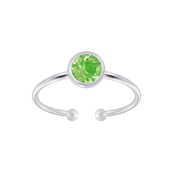5mm Silver Open Ring with Crystal - 5971
