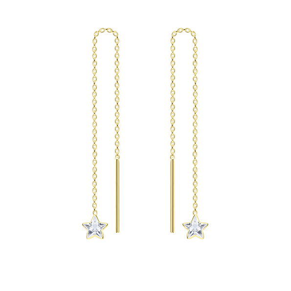 4mm Star Cubic Zirconia Silver Thread Through Earrings - 6493