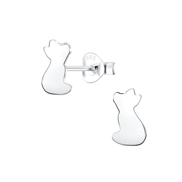 Silver Fox Stud Earrings - 4669