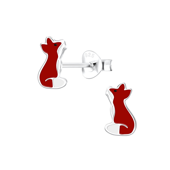 Silver Fox Stud Earrings - 4120