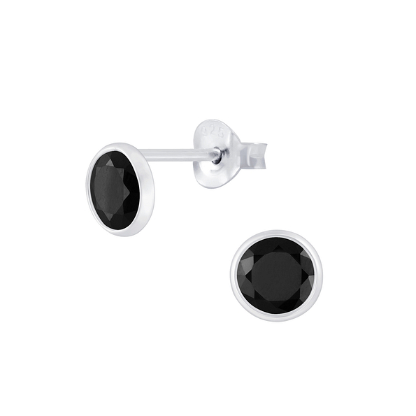 4mm Wrap Round Cubic Zirconia Silver Stud Earrings - 6475