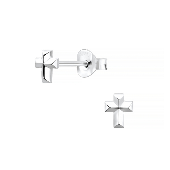 Silver Cross Stud Earrings - 5060