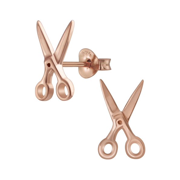 Silver Scissors Stud Earrings - 5214