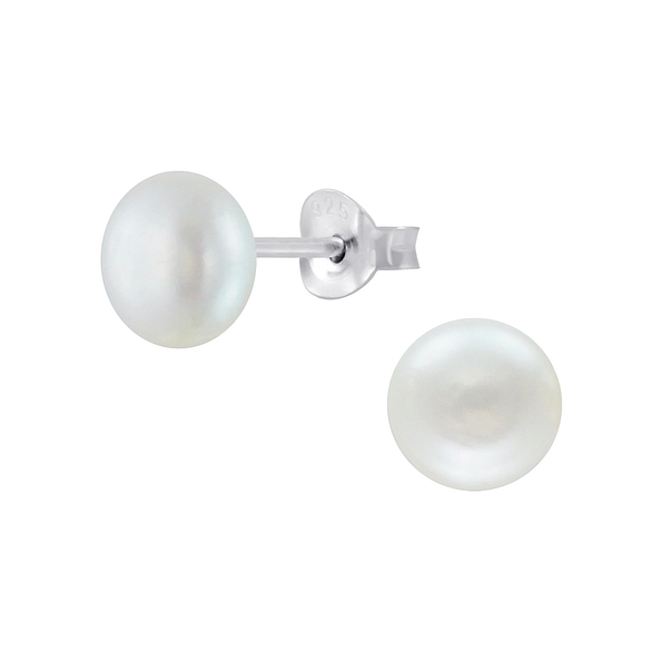 6mm Fresh Water Pearl Silver Stud Earrings - 6064 6mm Fresh Water Pearl Silver Stud Earrings - 6064