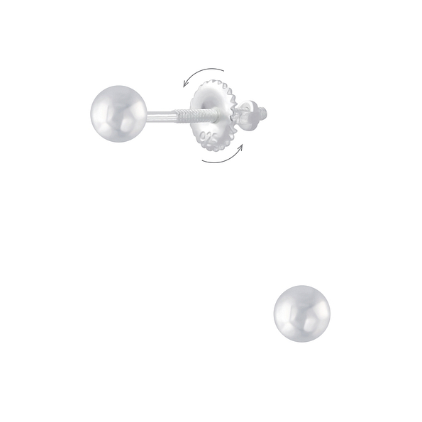 3mm Silver Ball Screw Back Earrings - 6342 3mm Silver Ball Screw Back Earrings - 6342