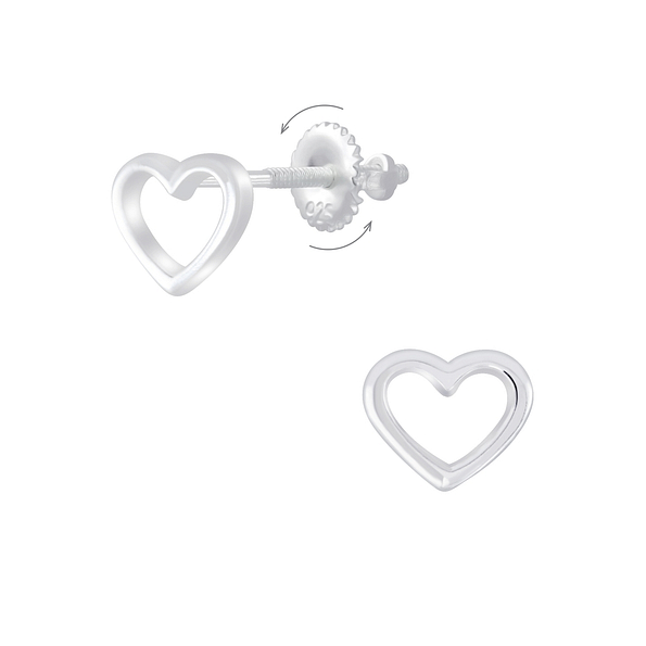 Silver Heart Screw Back Earrings - 6322 Silver Heart Screw Back Earrings - 6322