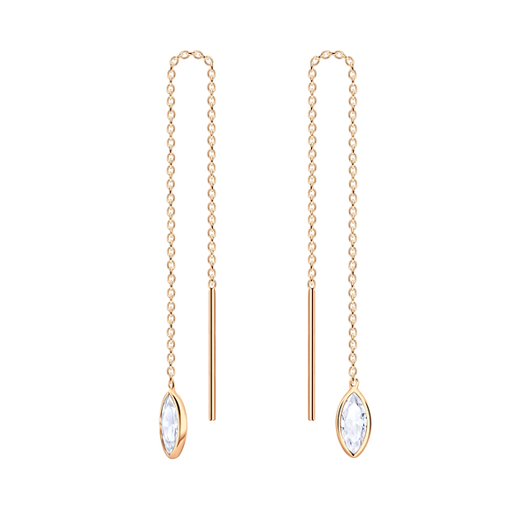 3X6 Marquise Cubic Zirconia Silver Thread Through Earrings - 4670