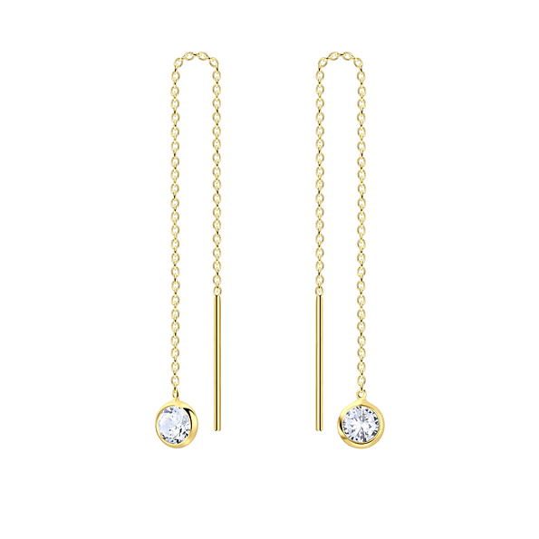 4mm Round Cubic Zirconia Silver Thread Through Earrings - 6500