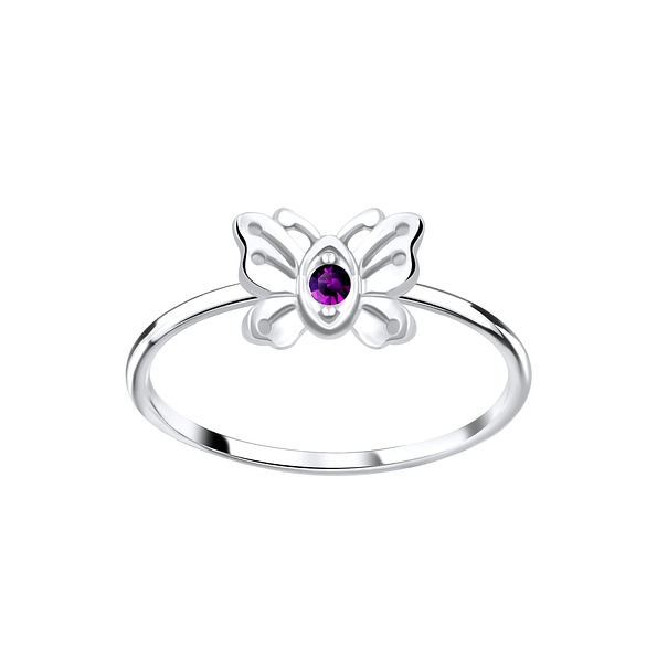Silver Butterfly Crystal Ring - 5636 Silver Butterfly Crystal Ring - 5636