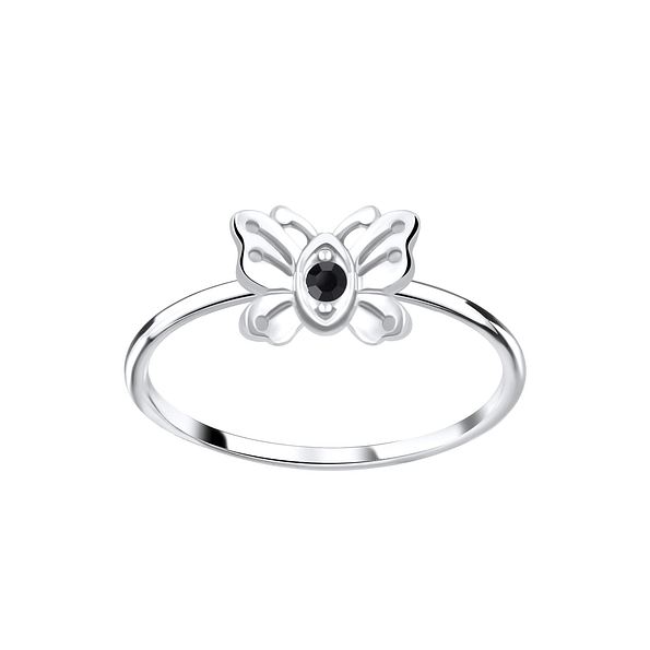 Silver Butterfly Crystal Ring - 5639 Silver Butterfly Crystal Ring - 5639