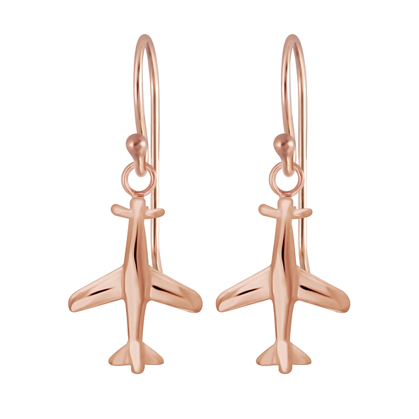 Silver Airplane Earrings - 6575