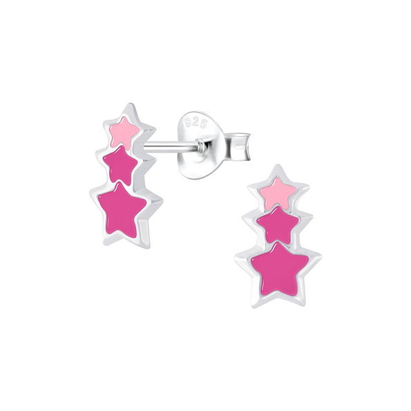 Silver Triple Star Stud Earrings - 5999