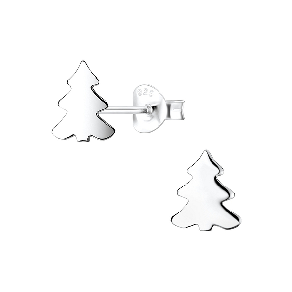 Silver Tree Stud Earrings - 6660