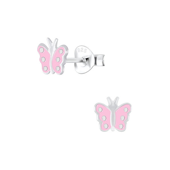 Silver Butterfly Stud Earrings - 6106