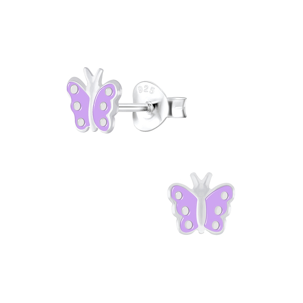 Silver Butterfly Stud Earrings - 6109