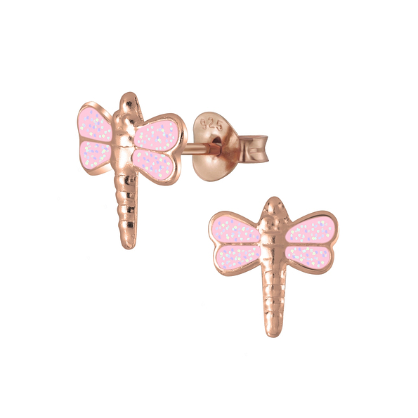 Silver Dragonfly Stud Earrings - 6543
