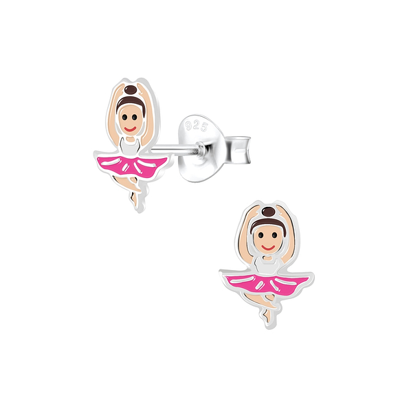 Silver Ballerina Stud Earrings - 6591