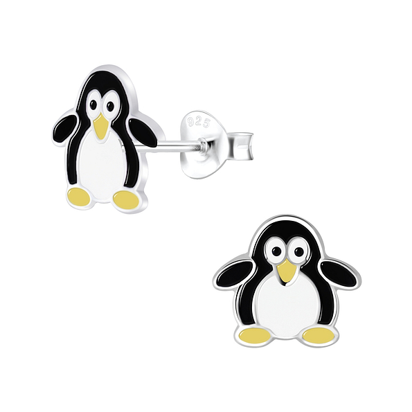 Silver Penguin Stud Earrings - 6351