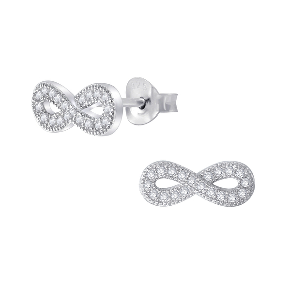 Silver Infinity Stud Earrings - 6666