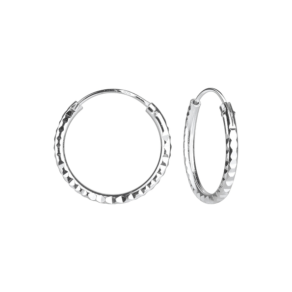 16mm Silver Diamond Cut Hoops - 6532