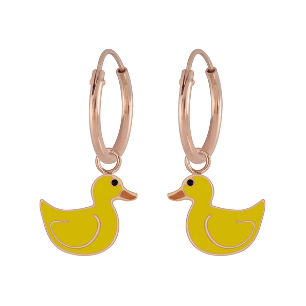 Silver Duck Charm Hoop Earrings - 6530