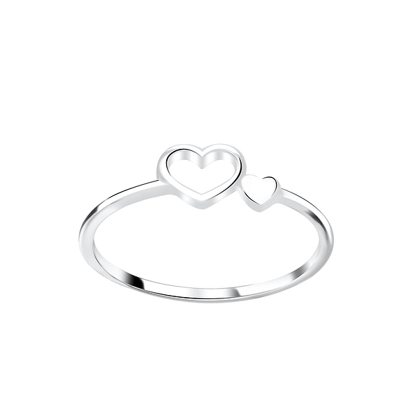 Silver Double Heart Ring - 4543