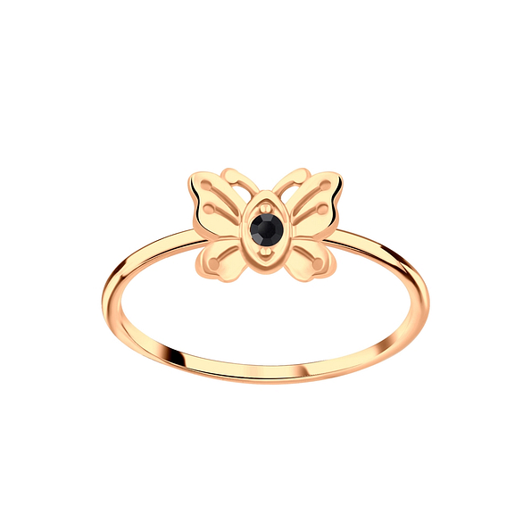 Silver Butterfly Crystal Ring - 5782