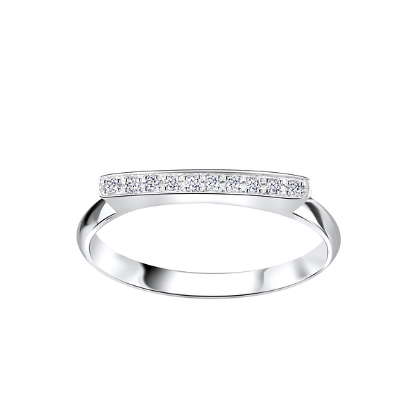 Silver Bar Cubic Zirconia Ring - 4577